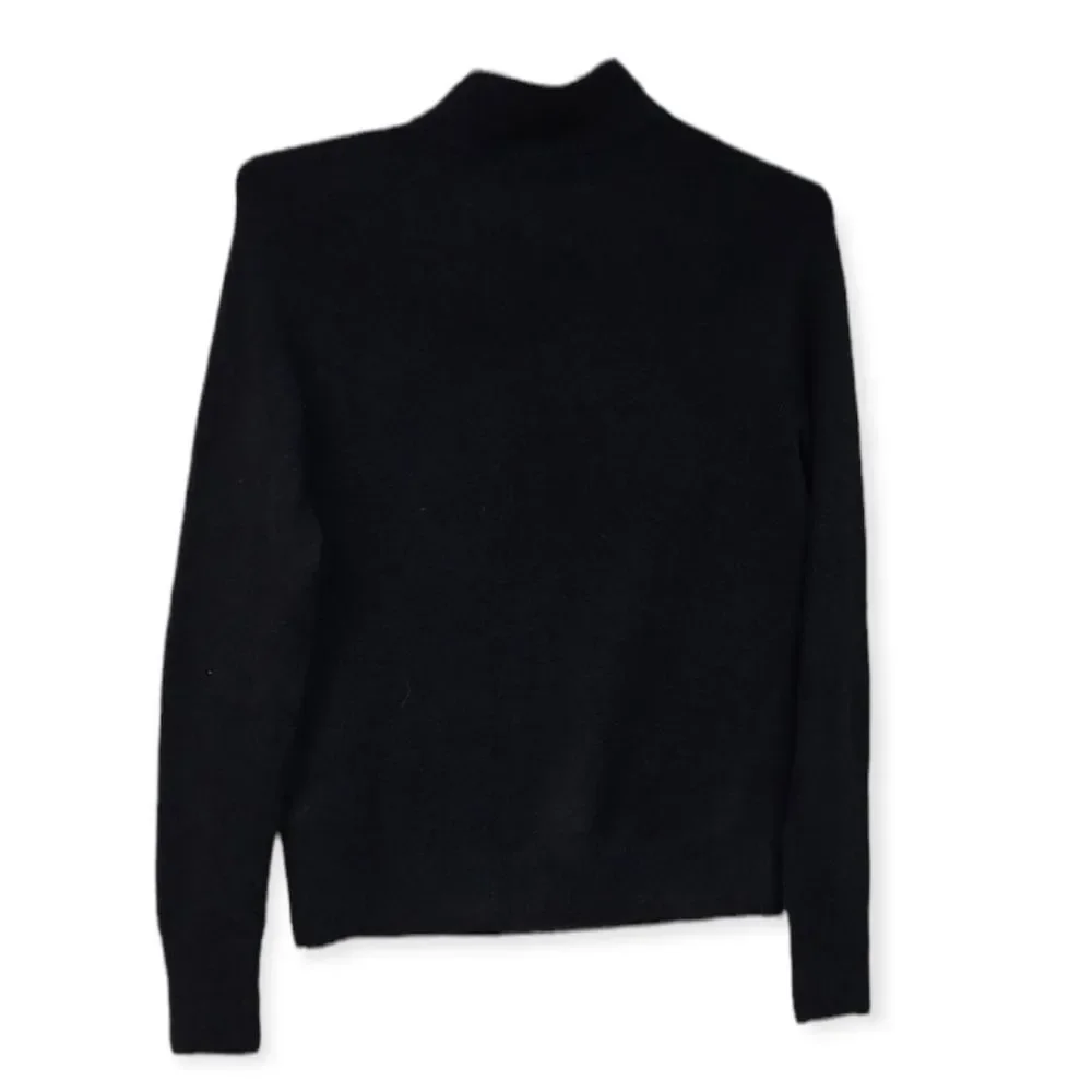 J.Crew Womens‎ XXS Black Button Shoulder Mock Neck Sweater Knit Long Sleeve Top
